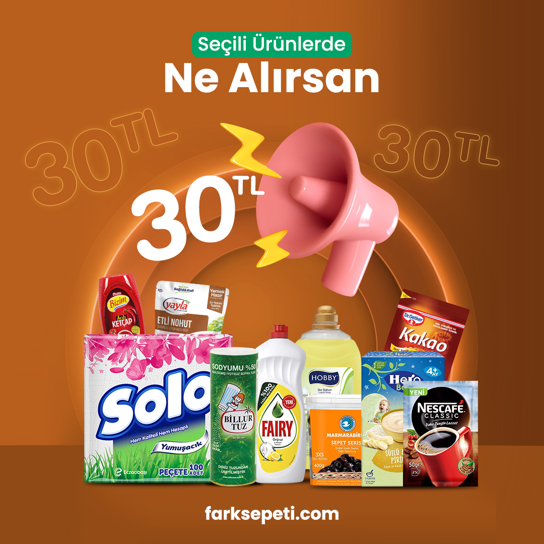 farksepeti's tweet photo. 🥳Seçili ürünlerde ne alırsan 30 TL
📲Hemen sipariş vermek için https://t.co/eLZyPVKYaD a tıklayabilirsiniz
#bayram #ramazanbayramı #ramazan #indirim #market #süpermarket #kampanya #30tl #nealırsan30tl https://t.co/kJaAgonGMf