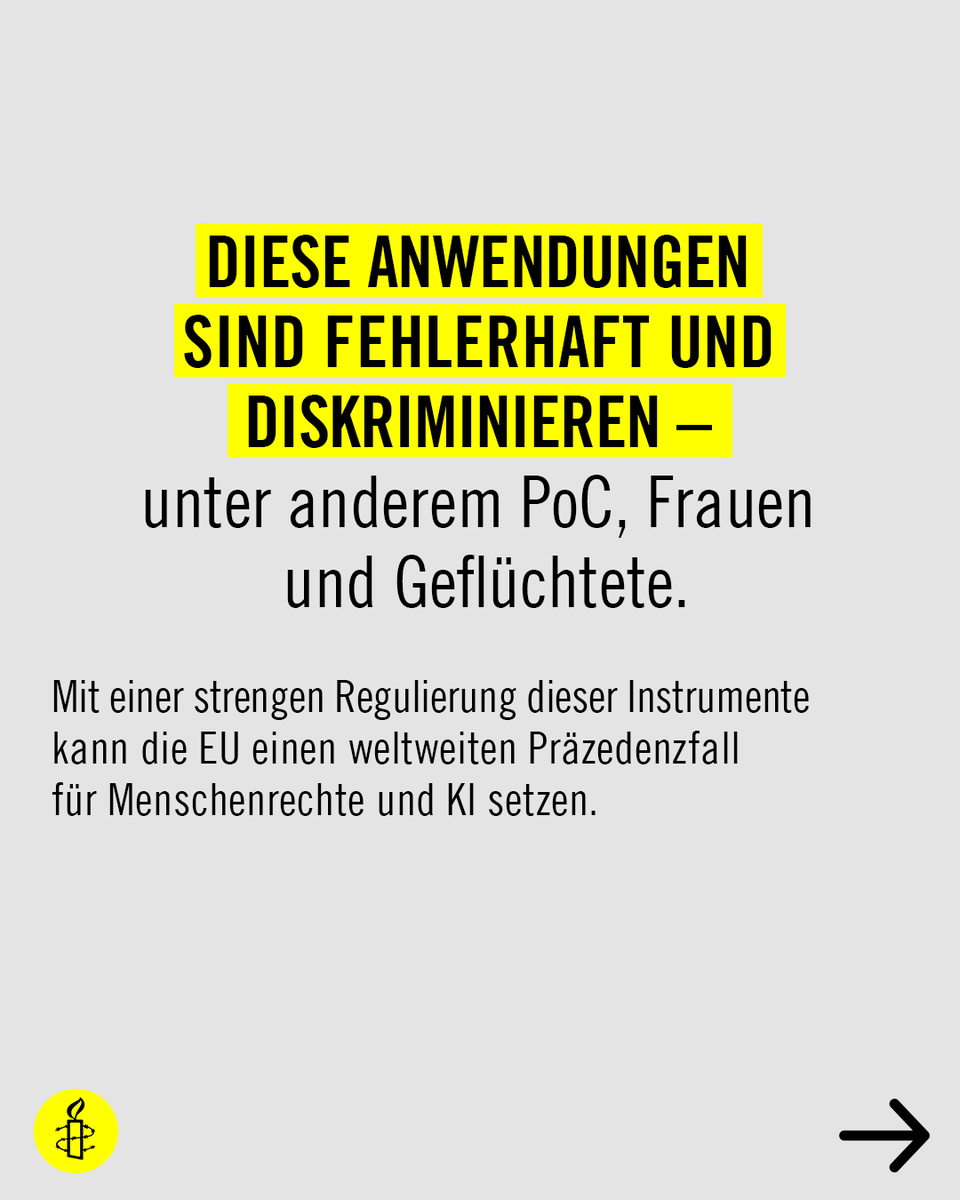 amnesty_de's tweet photo. Negative Folgen von #KI wie Falschverdächtigungen treffen Menschen besonders hart, die ohnehin Benachteiligungen erfahren. #Gesichtserkennungstechnologie wird z.B. verstärkt gegen marginalisierte Gruppen eingesetzt.
Mehr Infos ▶️ https://t.co/RYmxQZ2FJC
#UnscanMyFace https://t.co/DIWNM74lZL