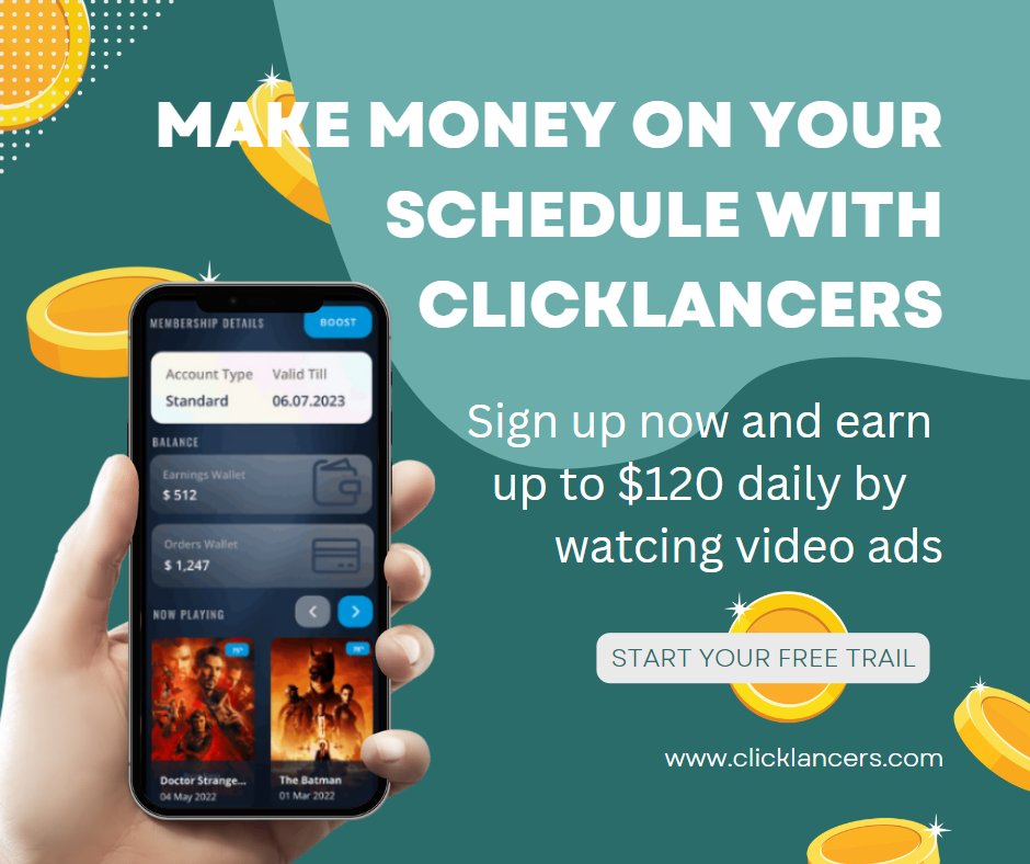 Marrrk_ronson's tweet image. Take control of your earning potential! Sign up with Clicklancers today and start making money on your own terms by watching videos. It&apos;s the perfect side hustle for anyone looking for flexibility and freedom.
clicklancers.com/default.aspx?u…
 #earnmoney #clicklancers #workonyourownterms