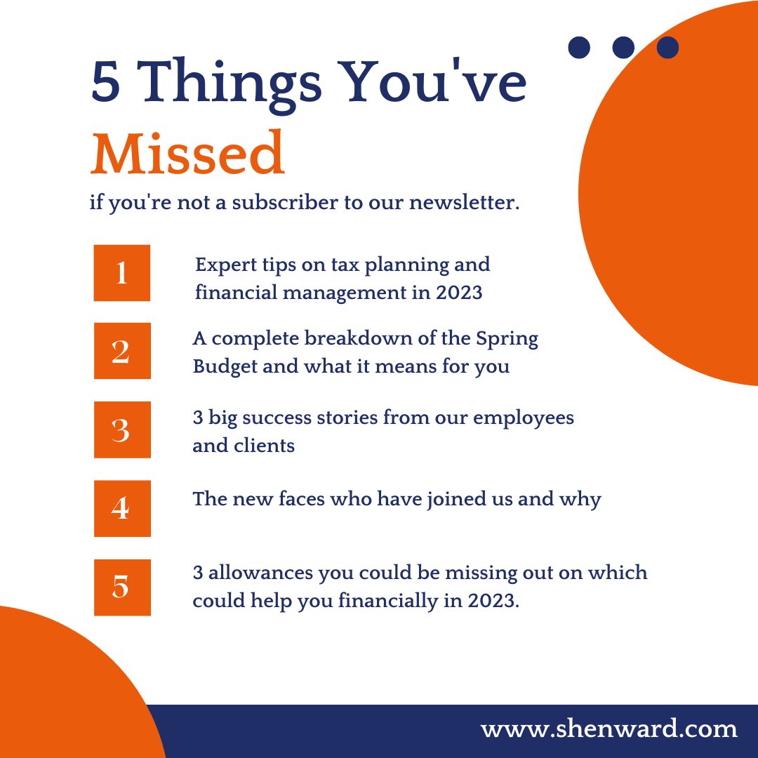 ShenwardLLP's tweet photo. Not a subscriber of our newsletter?

Here's what you've missed this month 👇

Want to know more? 

Sign up here and we'll resend https://t.co/qoshZLxllg

#taxplanning #accountancy #newsletter #accounting #financialtips https://t.co/O0o5mNNrkB