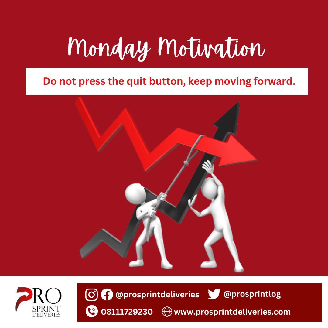 Dear entrepreneurs, employees and employers

It’s a new beautiful morning, a new week 

Do not quit, keep moving forward 🚀

#mondaymotivation #delivery #deliveryserviceavailable🌍🚗🛫 #lagosbusiness #lagosnigeria