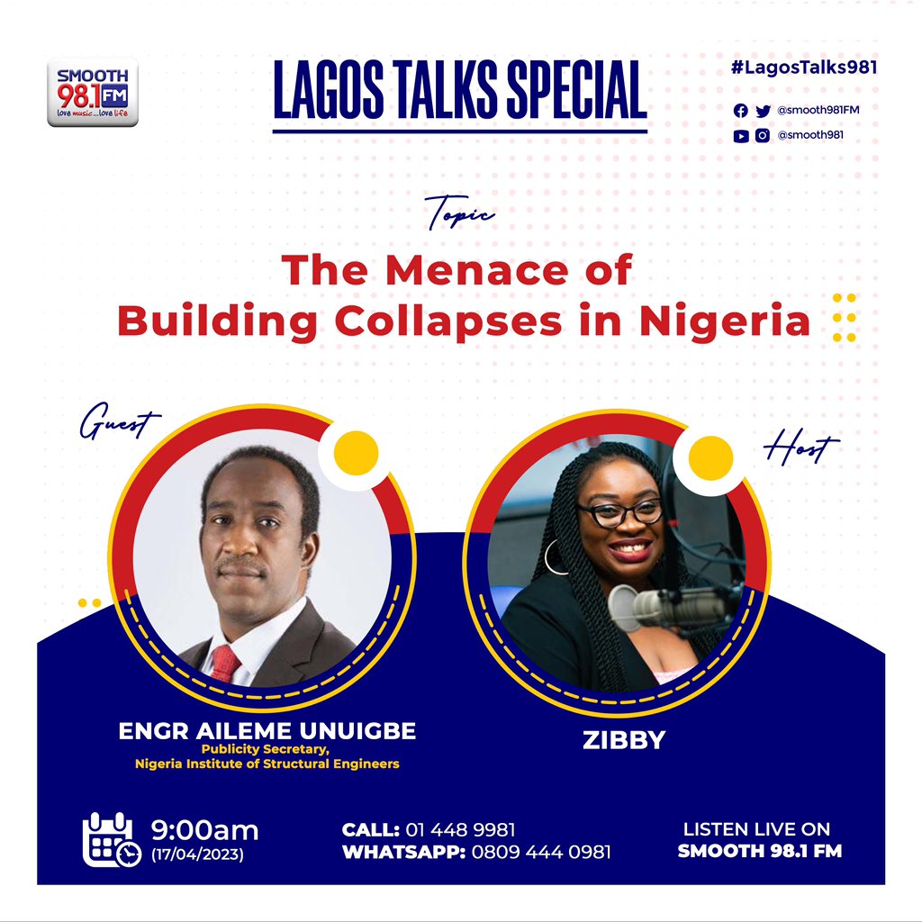 #NowLive - #LagosTalks981
 
An interactive session with resource persons on topical issues.
Listeners also contribute.
Host: <a href="/PresidentZibby/">Zibby L.</a>
 
Listen live: smooth981.fm
Call: 01 448 9981
Whatsapp: 0809 444 0981
 
❤️💙🤍
 
#Smooth981 #SmoothFmLagos #MorningRadio #OnAir