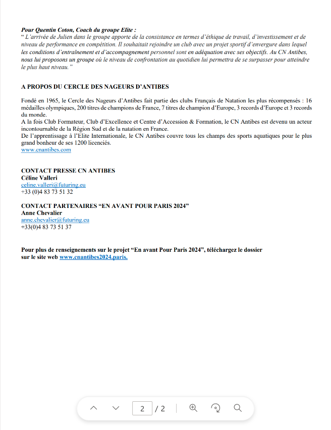 CNAntibes's tweet image. 🏊🏊‍♂️II COMMUNIQUÉ DE PRESSE II

Bienvenue à Julien Berol, nouvelle recrue de l'équipe Elite du CNAntibes, nageur de l'#EDF  En avant vers les #JOPARIS2024 
#elitecna #enavantpourparis2024 #sport #Paris2024 #swim #Antibes #regionsud