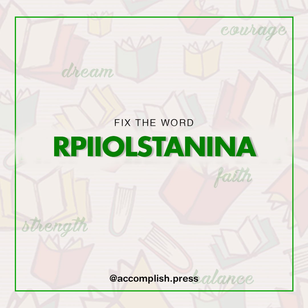 AccomplishPress's tweet photo. Let's kick off the week with a fun little giveaway.
Unscramble this word successfully and you could win N2,000 airtime.

Give it a go!

#newweek
#fixtheword
#scrambledword
#giveaway
#creativewritingacademy⁠
#accomplishpress⁠
#tolulopepopoola⁠
#kidswriting⁠ https://t.co/xqXOpIt9uN