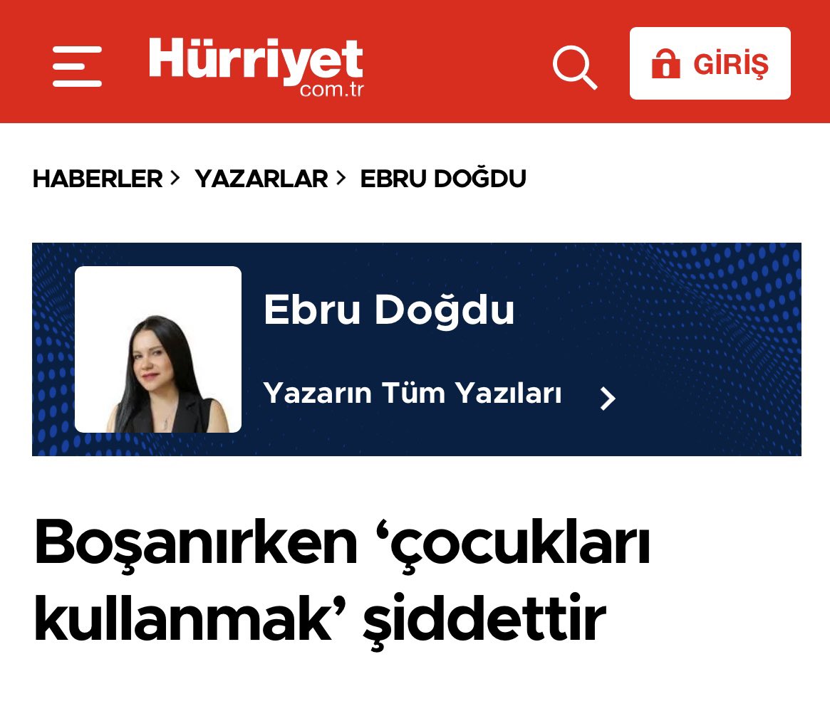 Boşanırken birbirinize karşı çektiğiniz silahlar sadece aranızda sağlamca durmaya çalışan çocuklarınızı vurur. Yazımın tamamını okumak için şink’e tıklayabilirsiniz. İyi haftalar. hurriyet.com.tr/yazarlar/ebru-…