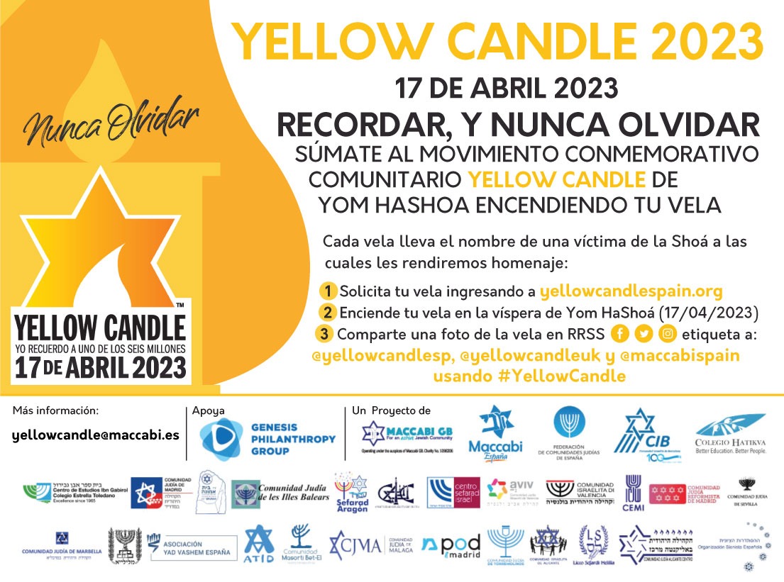 Como cada año nos sumamos al movimiento conmemorativo Yellow Candle de Yom HaShoá para recordar y nunca olvidar a las víctimas del Holocausto #yellowcandle