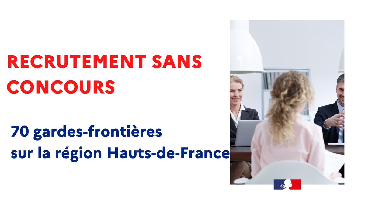 #𝗥𝗲𝗰𝗿𝘂𝘁𝗲𝗺𝗲𝗻𝘁 sans concours de 70 gardes-frontières sur la région #HautsDeFrance.  

𝗟𝗲𝘀 𝗶𝗻𝘀𝗰𝗿𝗶𝗽𝘁𝗶𝗼𝗻𝘀 𝐬𝐨𝐧𝐭 𝐩𝐫𝐨𝐥𝐨𝐧𝐠𝐞́𝐞𝐬 𝐣𝐮𝐬𝐪𝐮'𝐚𝐮 𝗹𝘂𝗻𝗱𝗶 𝟐𝟒 𝗮𝘃𝗿𝗶𝗹 𝟮𝟬𝟮𝟯.

Toutes les informations : bit.ly/40BKvkU