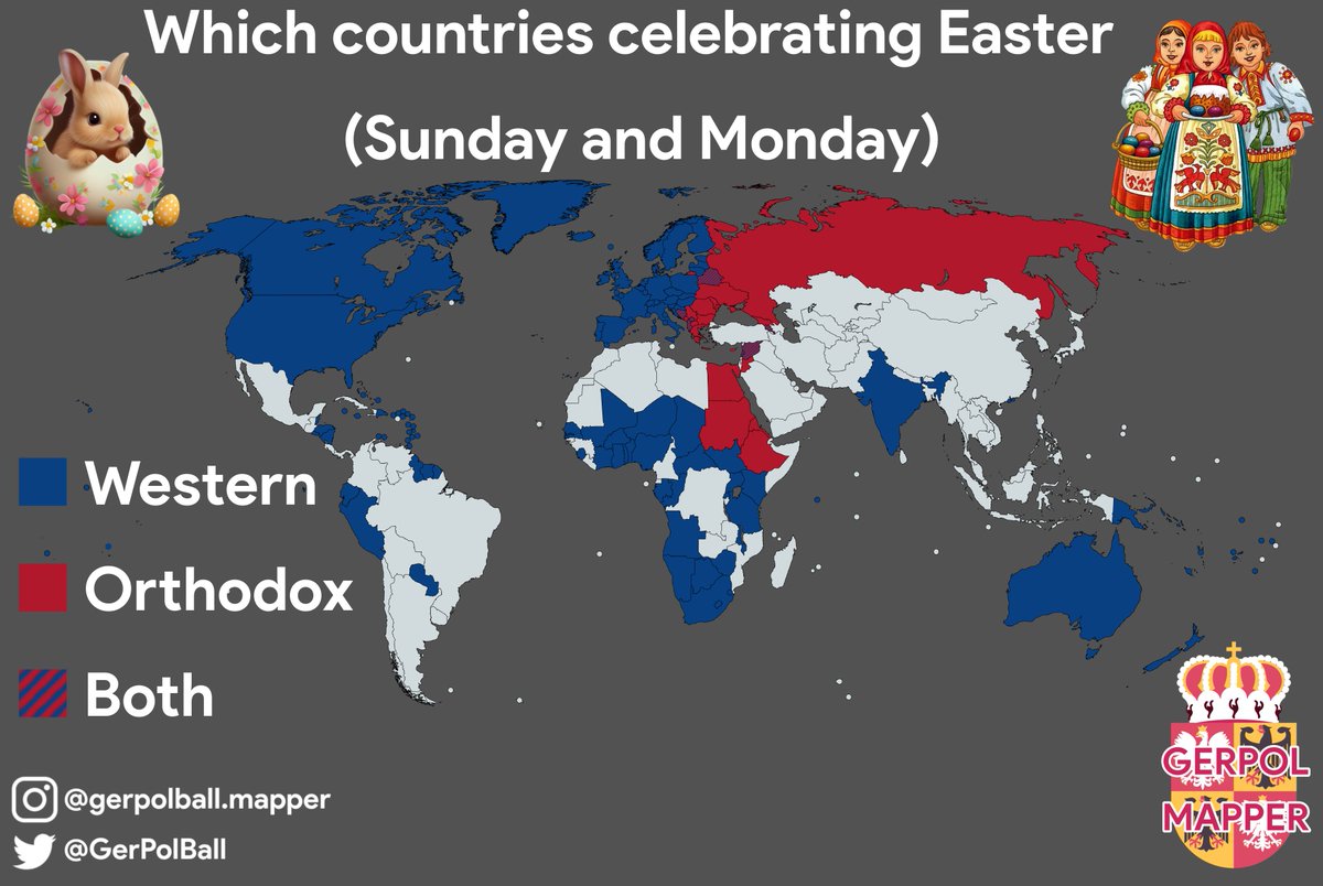 GerPolBall's tweet photo. Which countries celebrating Easter 🐰🐣🥚
Like, comment, share and save
Follow to @GerPolBall for more
Tags:
#map #mapper #geography #maps #cartography #geografia #mapart #art #mapmaker #mapchart #geographer #travel #vintage #world #eupore #Easter #orthodox #liketime #like4like https://t.co/SEFUI5UXbK