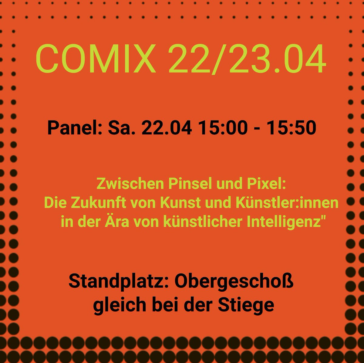 DIESES WOCHENENDE!!!!! Sprich nur noch wenige Tage bis zur Vienna COMIX in der METAStadt  Wien ( Dr.-Otto-Neurath-Gasse 3, 1220 Wien). 
Kommt vorbei, wir freuen uns.  Es gibt Süßigkeiten 😝
￼