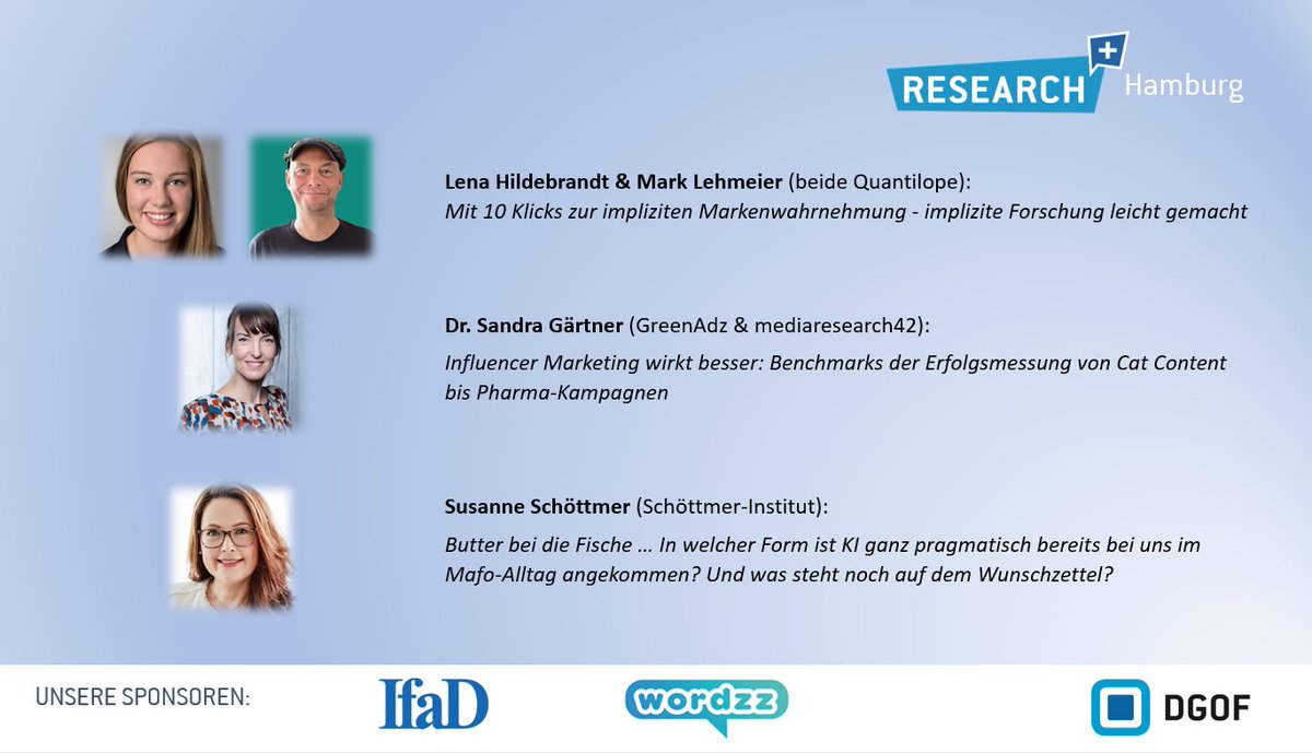 dgof_gor's tweet photo. Hallo Hamburg - habt ihr euch schon ein Plätzchen bei der #Researchplus übermorgen gesichert?
Get Together: 18.00 Uhr
Vortragsstart: 18.30 Uhr
Die Teilnahme ist nach vorheriger Anmeldung kostenlos: https://t.co/zzDbaRkwgk https://t.co/q2zb4lYKug