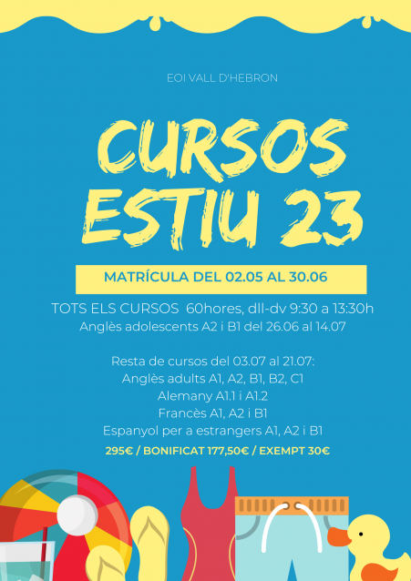 eoibcnvh's tweet photo. CURSOS D'ESTIU 2023 https://t.co/PB87sL465c