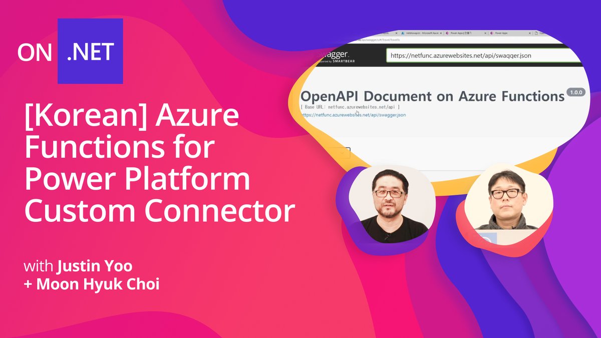 MicrosoftKorea's tweet image. 파워 앱을 더 파워풀하게!
애저 펑션 OpenAPI 확장기능을 활용해
파워 플랫폼의 커스텀 커넥터 생성
방법을 알아보세요.
이번 세션에서는 애저 API 관리자와
연동하는 방법까지 소개합니다. 🔌
관련 영상 보러가기: msft.it/6018gz8Lo
💻 #PowerApps #AzureFunctions #CustomConnectors