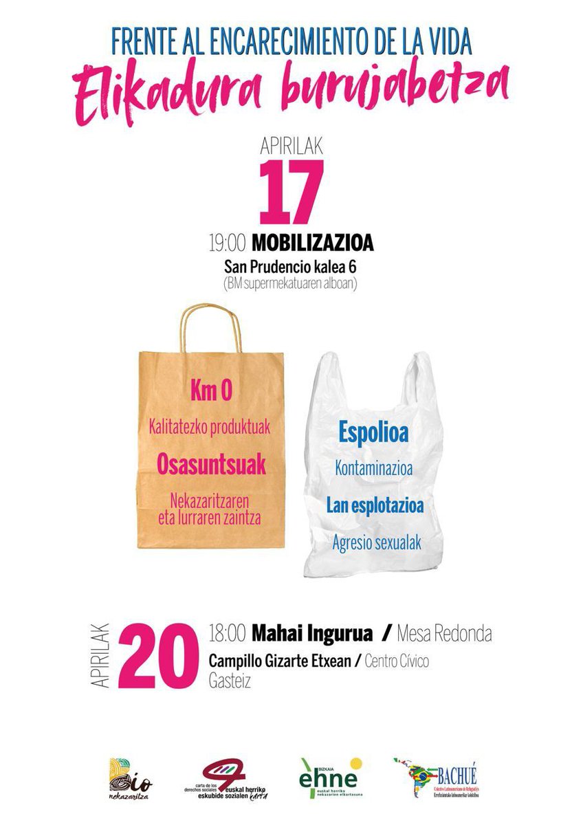 EHESKGasteiz's tweet photo. Frente al encarecimiento de la vida
#ElikaduraBurujabetza !!!

👉🏻 GAUR 18:00etan MOBILIZAZIOA GASTEIZEN!
(San Prudentzio 6)

👉🏼 20an MAHAI INGURUA https://t.co/M1vzDZmKbX