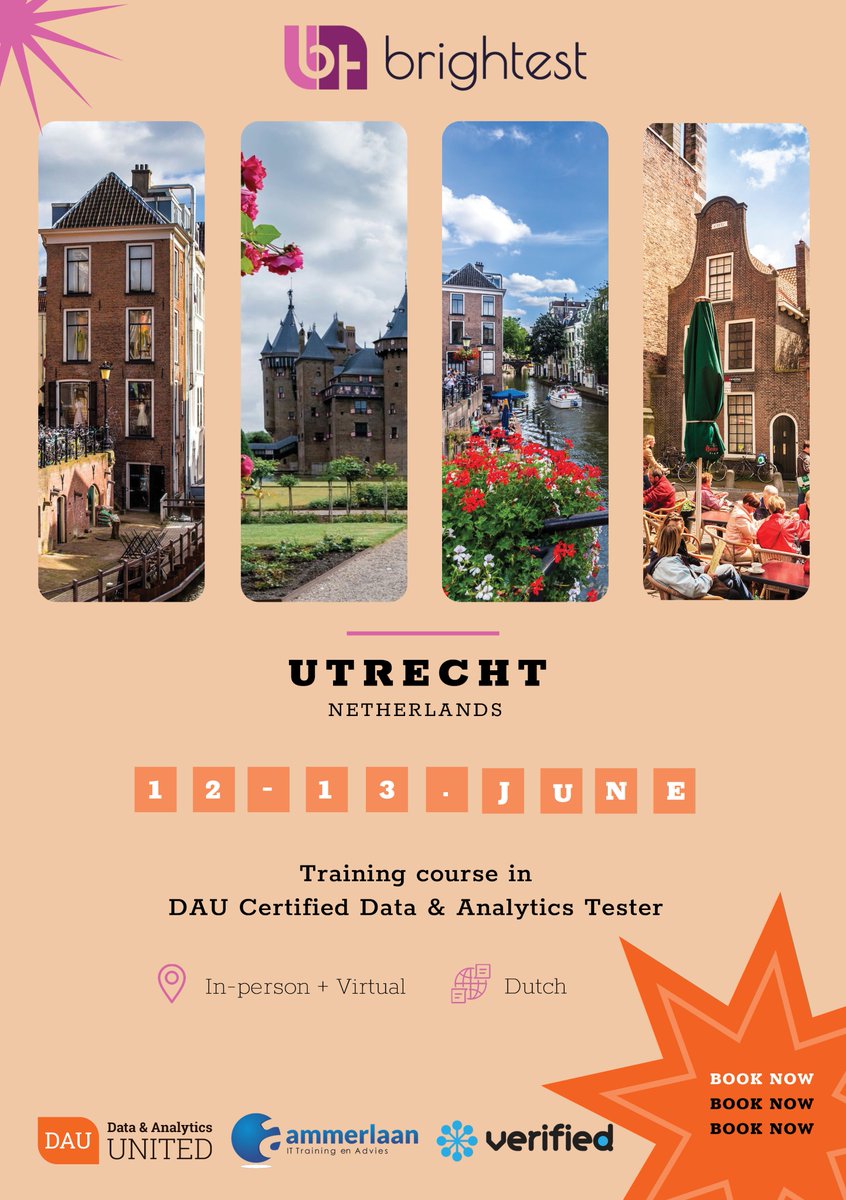 Data & Analytics United (@dataanalyticsu1) on Twitter photo 💡Looking to enhance your skills in Data & Analytics? Our main partners in the Netherlands are offering an exciting training course in this field!
👉Registration is open: brightest.org/en/training-pr…
📧info@brightest.org 💡Looking to enhance your skills in Data & Analytics? Our main partners in the Netherlands are offering an exciting training course in this field!
👉Registration is open: brightest.org/en/training-pr…
📧info@brightest.org