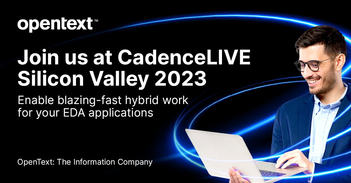 Seeing is believing – join us at our booth at CadenceLIVE Silicon Valley 2023 to see how well EDA remote work can perform.

Visit our booth at CadenceLIVE Silicon Valley 2023. resources.opentext.com/cadencelive2023

#hyrbidwork #remotework #ExceedTurboX #OpenText #virtualization