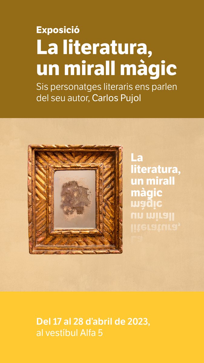 Tot a punt per la inauguració de l'exposició 
"La literatura, un mirall màgic. Sis personatges ens parlen del seu autor, Carlos Pujol"
Dimarts 19h, @UICbarcelona  
uic.es/ca/agenda/inau…