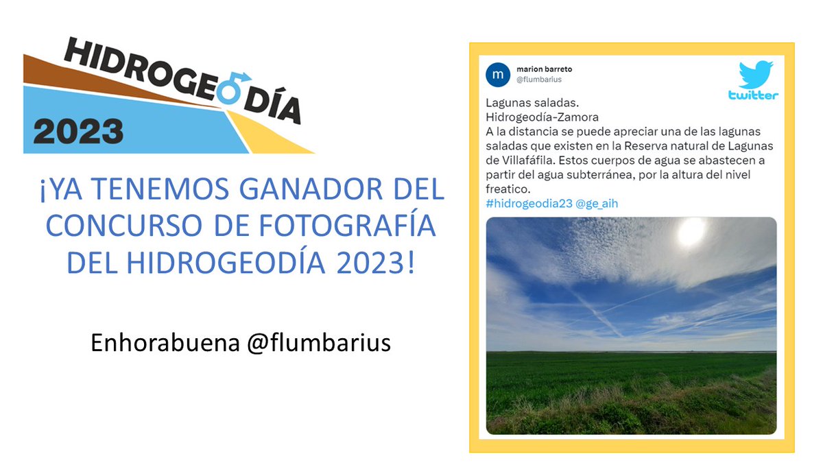 ge_aih's tweet photo. Nos gustaría anunciar que el Tweet ganador del concurso de fotografía del Hidrogeodía 2023 con 88 "Me gusta" es el de @flumbarius 

¡Enhorabuena! https://t.co/HMezKlirki