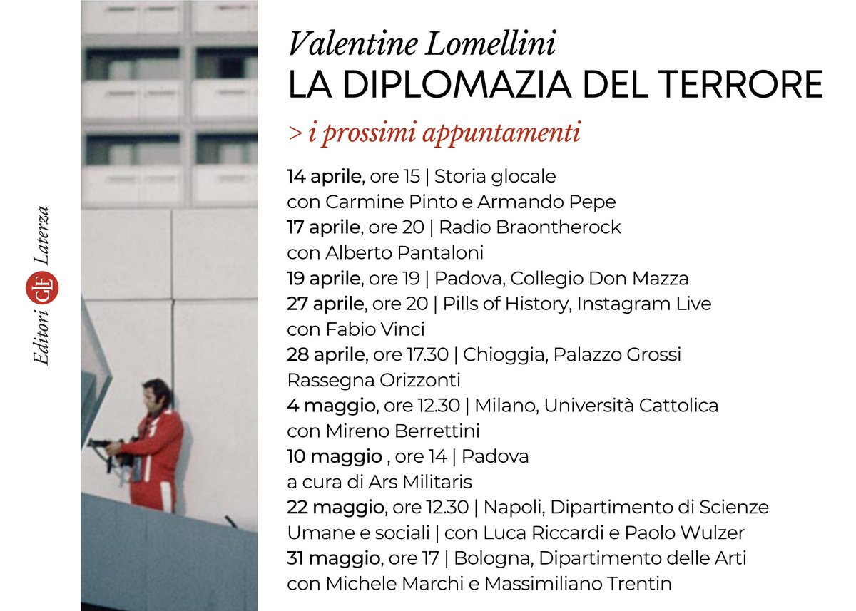 ➡️Cari amici, ecco i prossimi 📌appuntamenti per la presentazione del mio nuovo 📚 libro "La Diplomazia del terrore". <a href="/editorilaterza/">Editori Laterza</a>