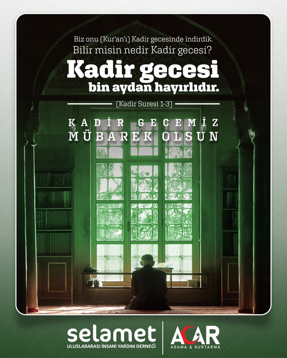 Bin aydan daha hayırlı olan Kadir Gecemiz mübarek olsun.

#KadirGecesi #Ramazan #RamazanSelamettir