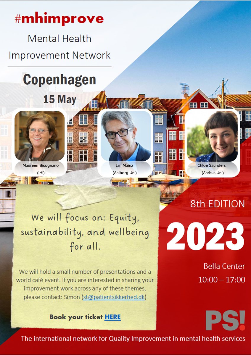 I'll be in Copenhagen on 15th May for our annual mental Health QI session. There's still time to register. tinyurl.com/43572yn9 #mhimprove #Quality2023 #QITwitter