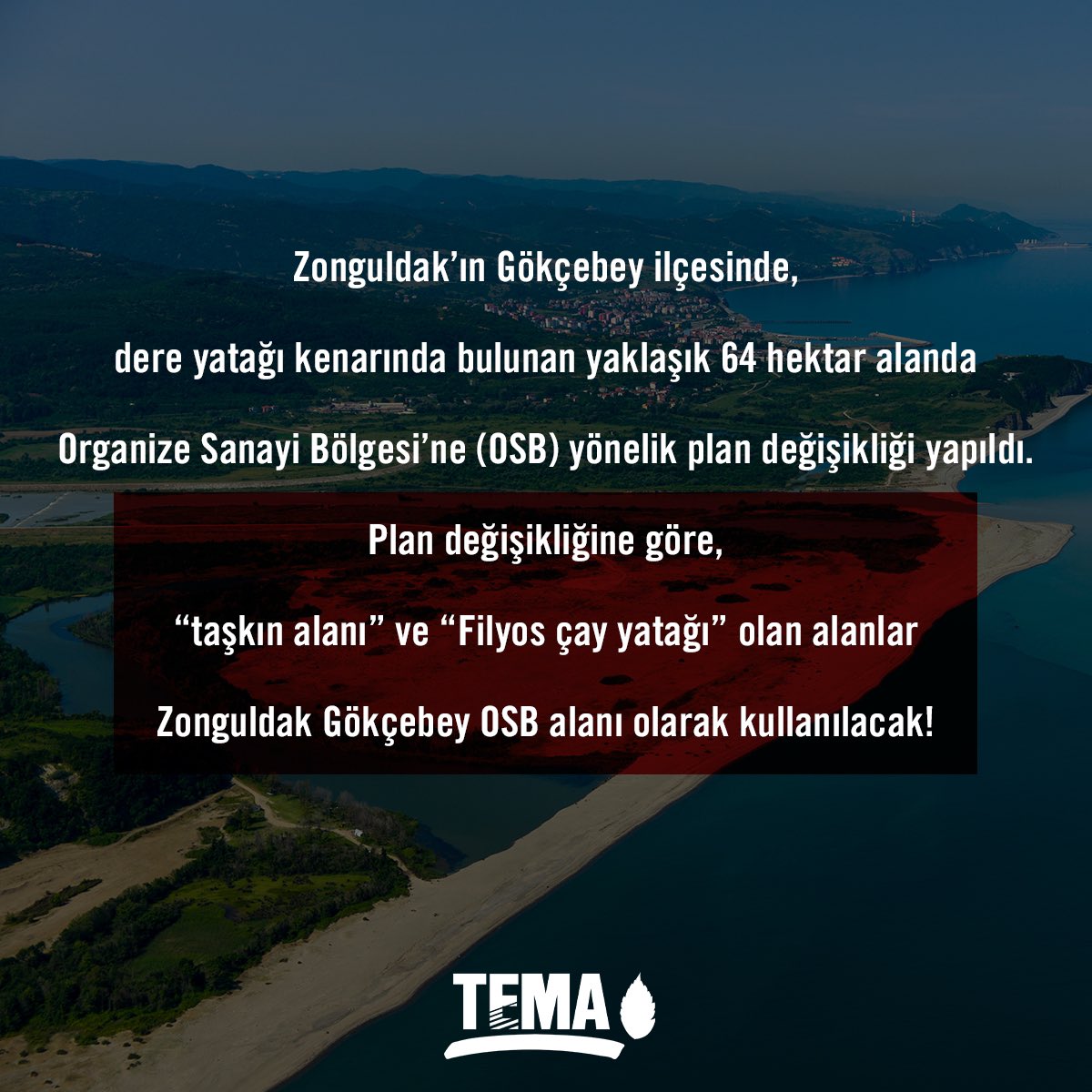 Göz göre göre yeni felaketler yaşamayalım❗️

📌 Zonguldak’ın Gökçebey ilçesinde, dere yatağı kenarında bulunan yaklaşık 64 hektar alanda Organize Sanayi Bölgesi’ne (OSB) yönelik plan değişikliği yapıldı. Plan değişikliğine göre, “taşkın alanı” ve “Filyos çay yatağı” olan alanlar