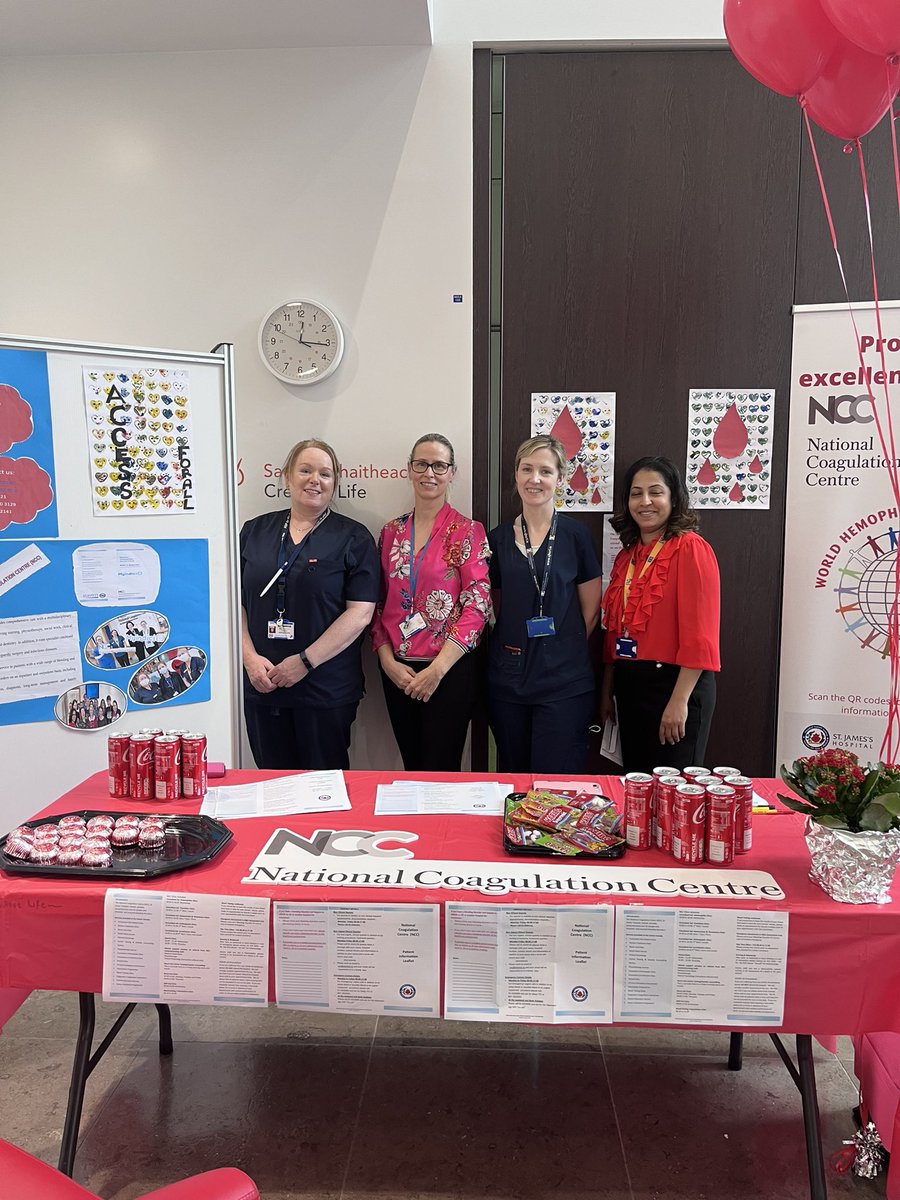 Lots of visitors to our staff information hub in St James hospital today. Here to celebrate our achievements and promote excellence in patient care. #WorldHaemophiliaDay #AccessForAll #SJH #patientfirst #SJHNursing <a href="/Anna06826993/">Anu George</a> <a href="/oconnn04/">Niamh O'Connell</a>