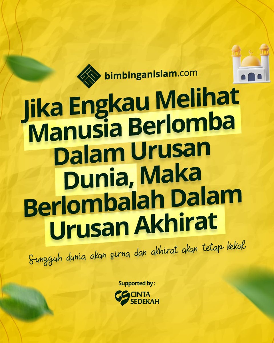 bimbingan_islam's tweet photo. Jika Engkau Melihat Manusia Berlomba Dalam Urusan Dunia, Maka Berlombalah Dalam Urusan Akhirat

Sungguh dunia akan sirna dan akhirat akan tetap kekal

__________________
https://t.co/sQ7FFy5U8F | Follow IG, FB, TWT, TG, YT : Bimbingan Islam https://t.co/EkfGXpkj4m