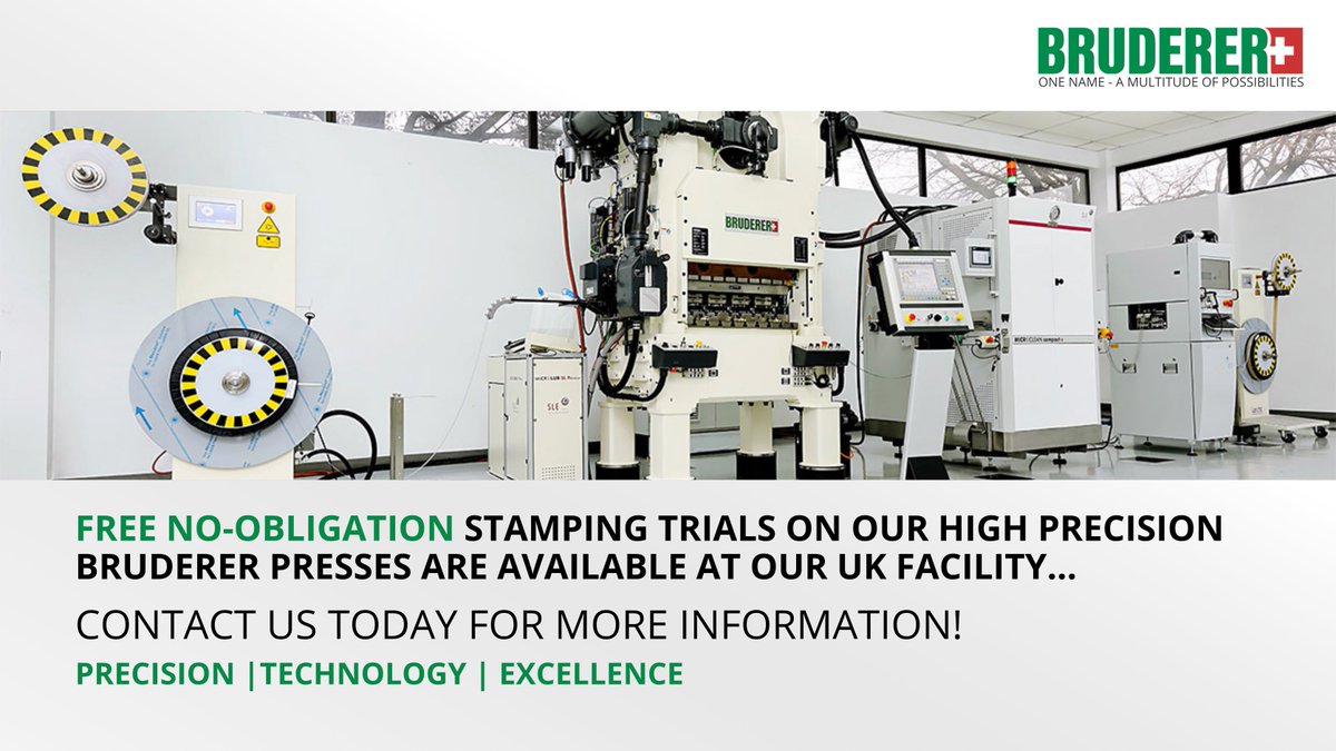 BrudererUK's tweet photo. WITNESS THE BENEFITS YOU CAN GAIN FROM USING A BRUDERER PRESS - We offer free tool trial at our Luton works. Contact us now to book a slot and see how Bruderer can take your stamping operations to the next level.

#ukmfg #stamping #tooltrial https://t.co/PzS9Y0Om3t