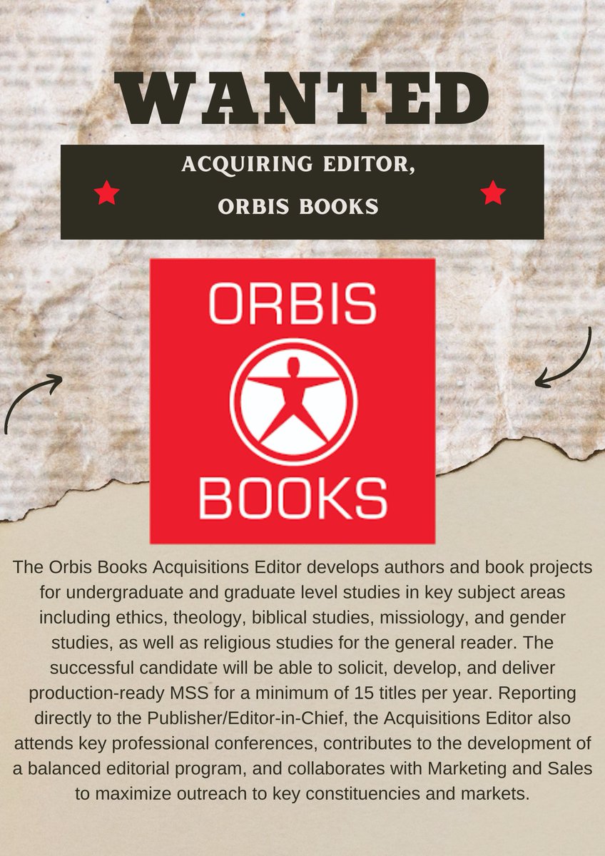 OrbisBooks's tweet photo. Help Wanted - Acquiring Editor, Orbis Books, Maryknoll, NY

To find out more please visit:

https://t.co/5zUfZ1IJpA

#helpwanted #editors #nowhiring #publishing #bookindustry #lovebooks #books #editorsofinstagram #hiring #hr #jobsearch #recruitment #nowhiring #recruiting #jobs https://t.co/bbrc9b9fCf