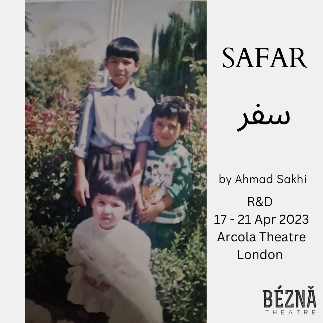 This week we're working <a href="/arcolatheatre/">Arcola Theatre</a> on Ahmad Sakhi's SAFAR ('journey' in Dari) (R&amp;D)

Writer: Ahmad Sakhi
Dramaturg: Sinziana Cojocarescu
Director: Nico Vaccari
Performers: @ItsWajAli <a href="/Ghazialruffai/">Ghazi Al Ruffai</a> @AffieDehrouyeh <a href="/sara_m_90/">Sara Masry</a> <a href="/AnoushkaRava/">Anoushka Rava</a> 
Producers: <a href="/___SAMO/">samo</a> <a href="/_ClaireGilbert_/">Claire Gilbert she/her</a>