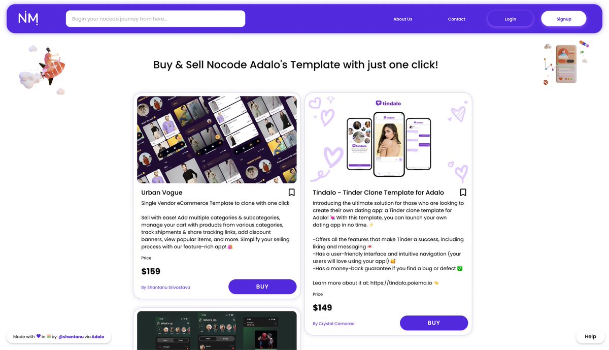 Ishantanusrivas's tweet image. Excited to invite the #Adalo community to join NoCodeMarketplace! 🎉  Sell &amp;amp; buy Adalo templates with ease on our dedicated platform. User-friendly interface, secure transactions, and a wide reach. Join us at  nocodemarket.in
@AdaloHQ 
#NoCode #NocodeAppDevelopment