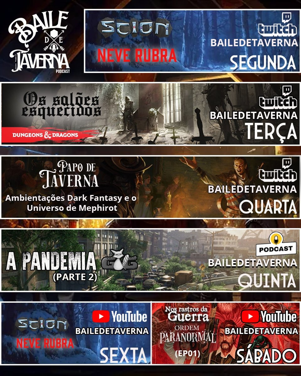 Faaaala Bailantes

Está no ar a agenda da semana do Baile!

Iniciamos hoje com o sétimo episódio da nossa aventura em Scion 2e: Neve Rubra

Twitch.tv/bailedetaverna

Segue o Baile!