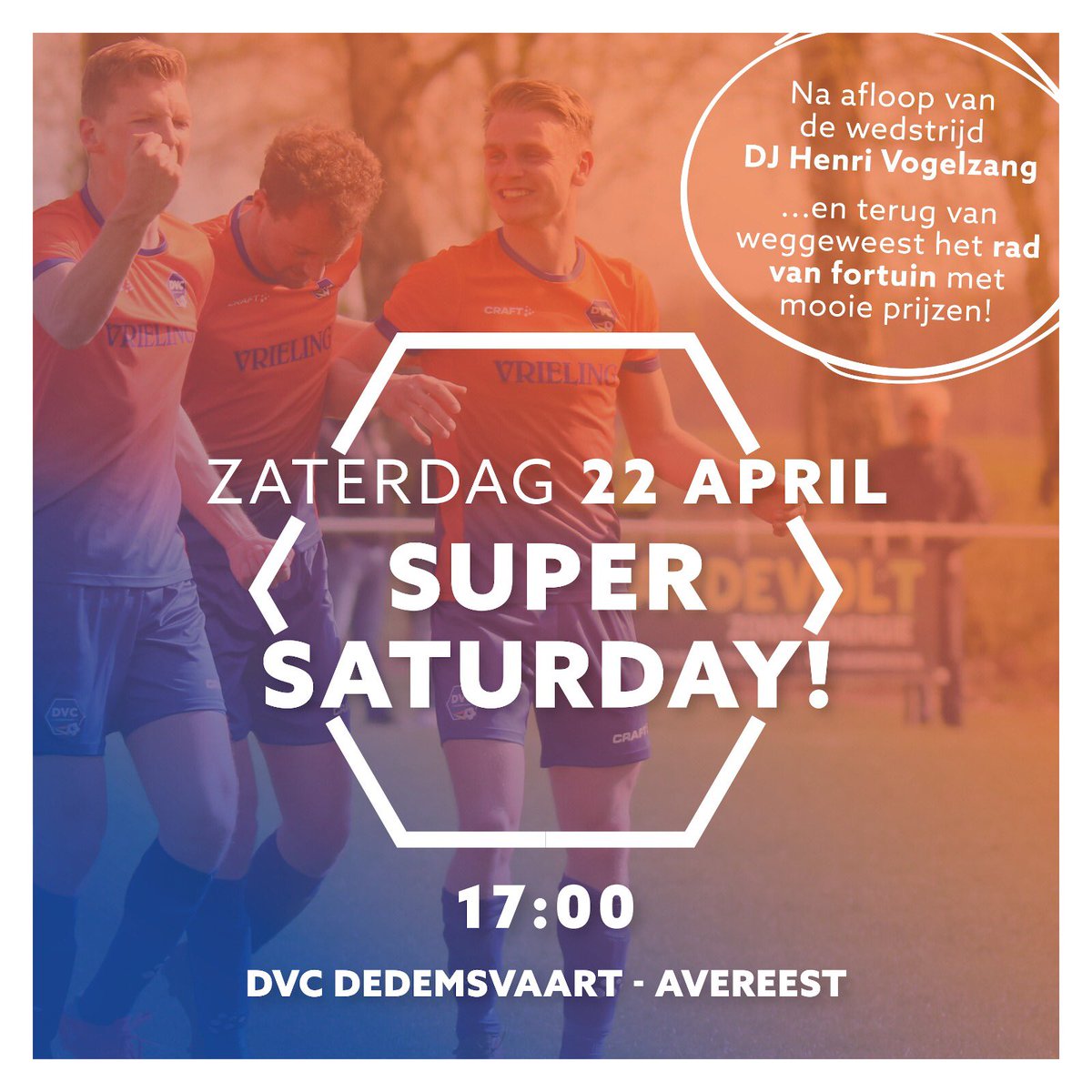 DVC_Dedemsvaart's tweet photo. 🔶 Aankomende zaterdag: SUPER SATURDAY!
17:00 DVC Dedemsvaart 1 - @VVAvereest 1
#DVC #3Coost https://t.co/XElGftE88X