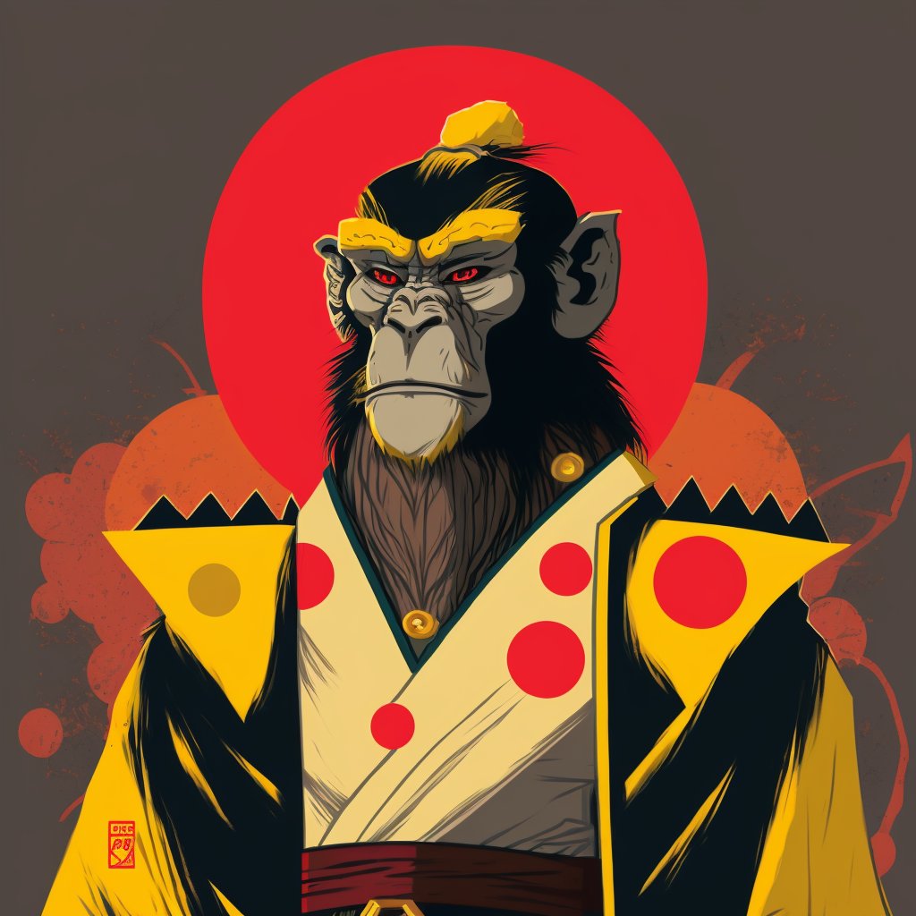 SimianSamurais's tweet photo. Evil Shinto Baboon #4 is a malevolent and menacing figure in the "Simian Samurai's" NFT collection. Adorned in traditional Shinto garb, this baboon wields a deadly katana with a wickedly curved blade

#nftcollector #NFTcommunity #NFTartwork 

https://t.co/Kb4BmgglyG https://t.co/85Xc7Nw0UX