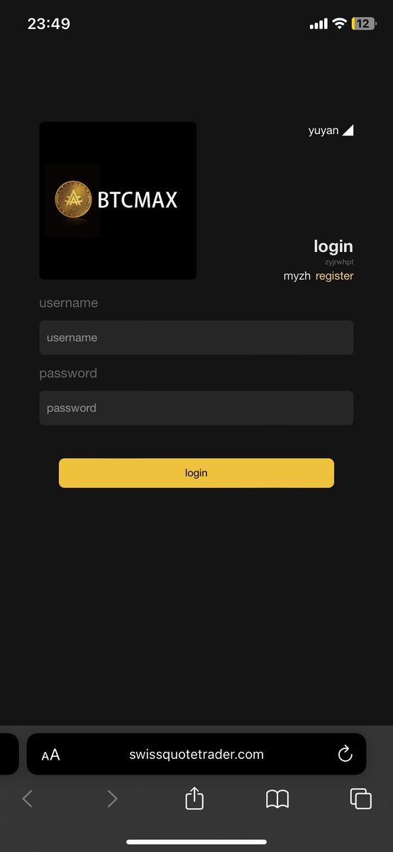 hxxps[://]swissquotetrader[.]com/ #phishing #crytoscam #scam  #gname

registrar
<a href="/gnamedotcom/">GNAME</a> 

hosting provider
<a href="/netsolcares/">Network Solutions</a> 

<a href="/ICANN/">ICANN</a>
<a href="/YourAnonRiots/">Anonymous🐾🐈‍⬛</a>
<a href="/JAMESWT_MHT/">JAMESWT_MHT</a>
<a href="/JCyberSec_/">Jake | JCyberSec_</a>
@BankSecurity
<a href="/malwrhunterteam/">MalwareHunterTeam</a>
<a href="/ecarlesi/">Emiliano Carlesi</a>