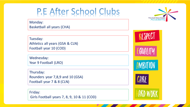 Brand new clubs starting this half term. An exciting opportunity for everyone to get involved!!
#atTEMAweREACH
