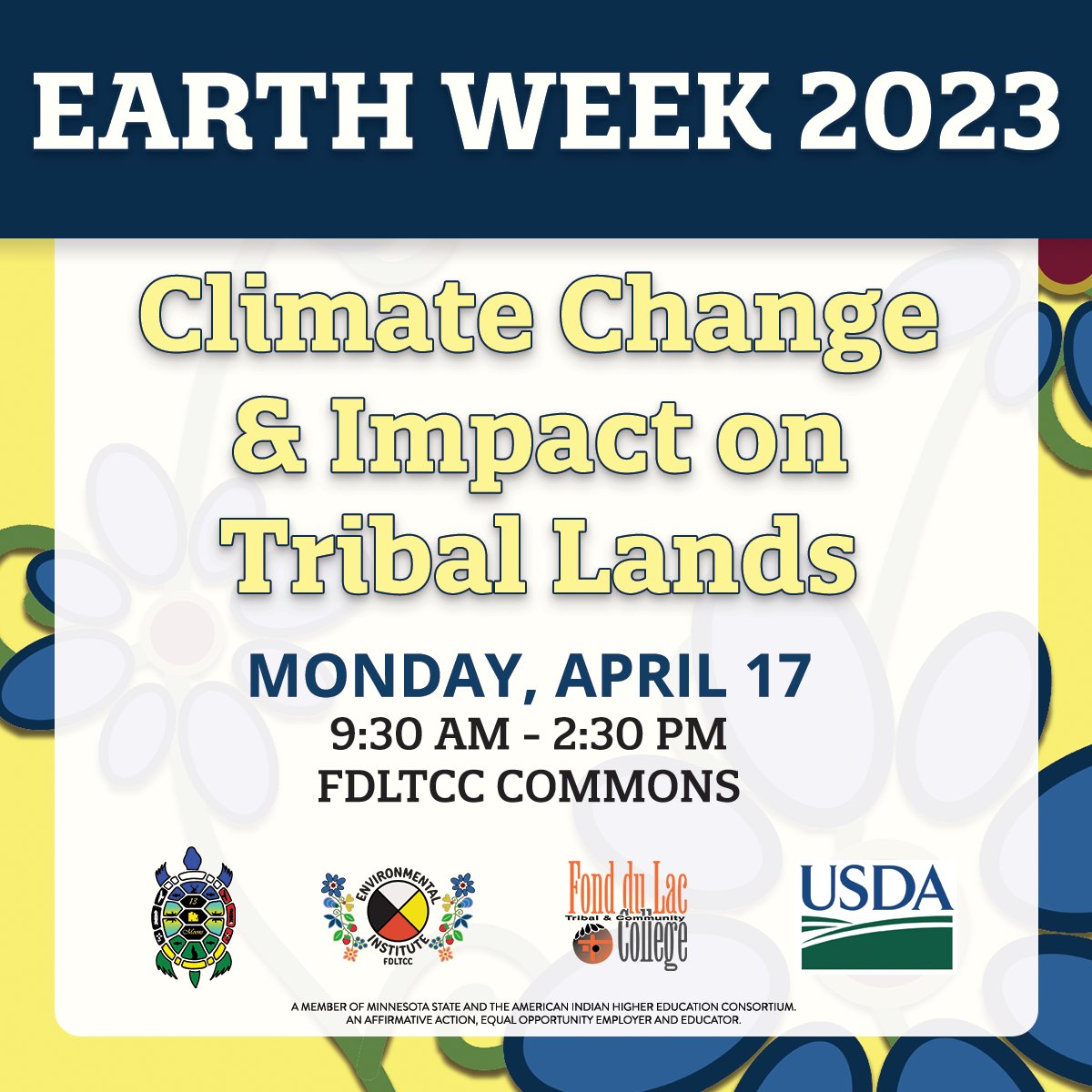 It's #EarthWeek at FDLTCC! Our exciting week of fun and informative events starts with Climate Change on Tribal Lands with 1854 Treaty Authority and @UMNclimate. fdltcc.edu/events-facilit…