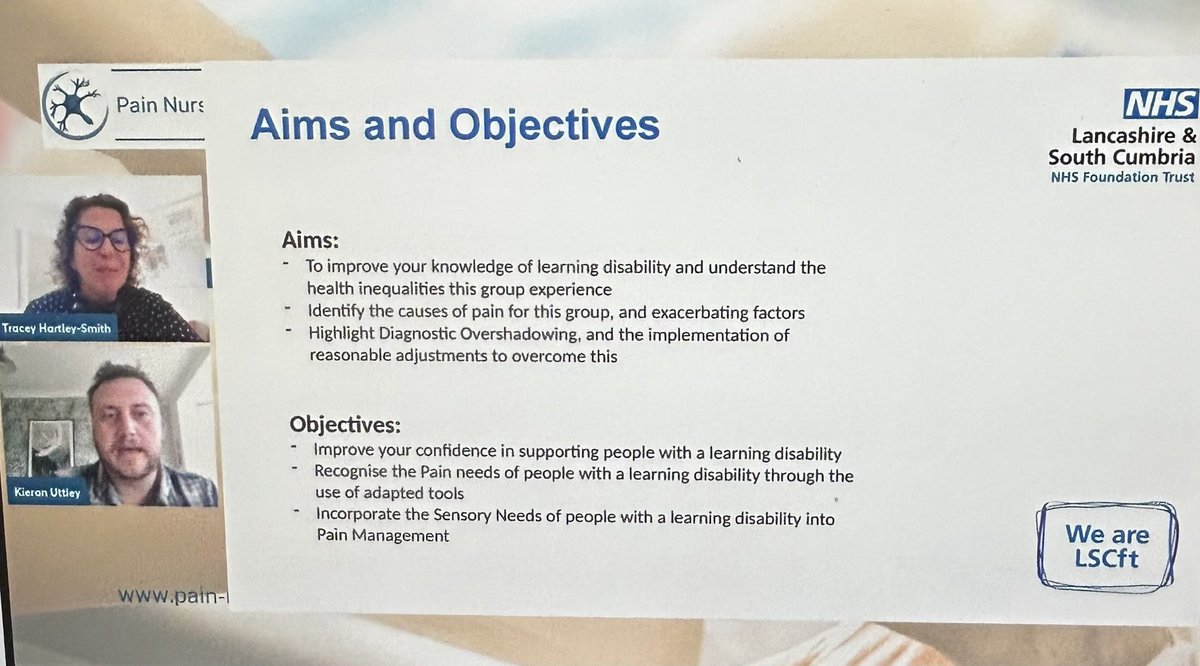 FeliciaJCox's tweet photo. Thrilled hear from #LD nurses at our @RNPainNet event today. Thank you to Tracey Hartley-Smith & Kieran Uttley your session on #pain and #Learningdisabiliy #PNN23 https://t.co/6GlAyyJB85