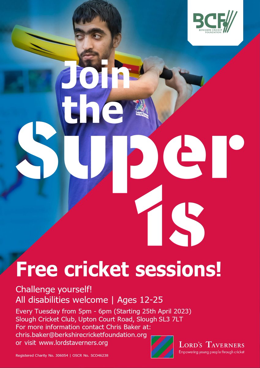 📢 NEW HUB 📢

We are pleased to announce we will be starting a new Super 1's hub at <a href="/sloughcc/">Slough Cricket Club</a> on Tuesday 25th April 2023 5-6pm. 

Come along and be part of a fantastic community 🏏