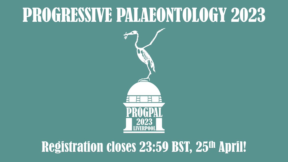 ProgPal2023's tweet image. While we&apos;re no longer accepting abstracts, there&apos;s still time to register to attend ProgPal 2023. For postgrads working in palaeo, this is a prime opportunity to meet your peers, share research stories, and have an all-round great time.

Registration closes 23:59 BST, 25th April.