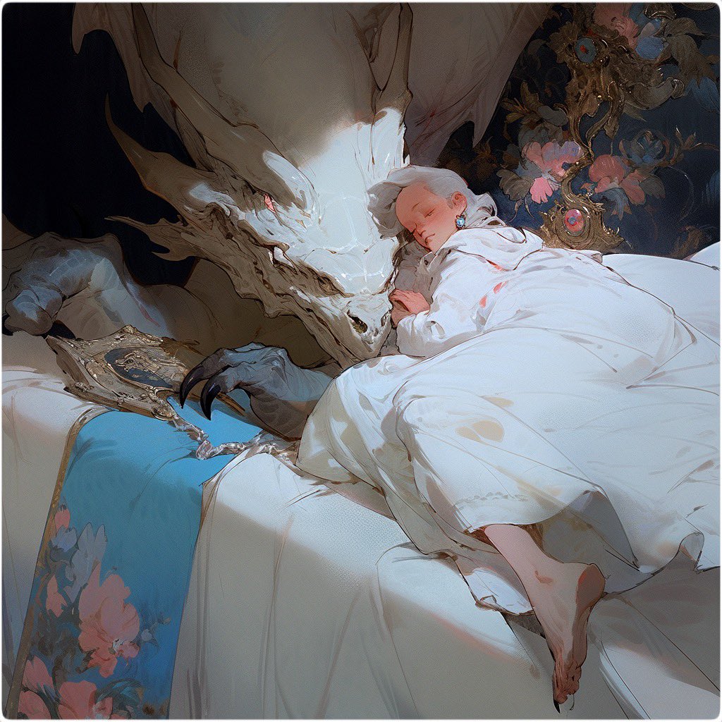 voxeloops's tweet photo. "Good night" 😴🐉

#nijijourney v5
#Niji 5 style - Expressiv✨
#aiartcommunity
#aiart

#midjourney https://t.co/TcF0Mqj9Pm