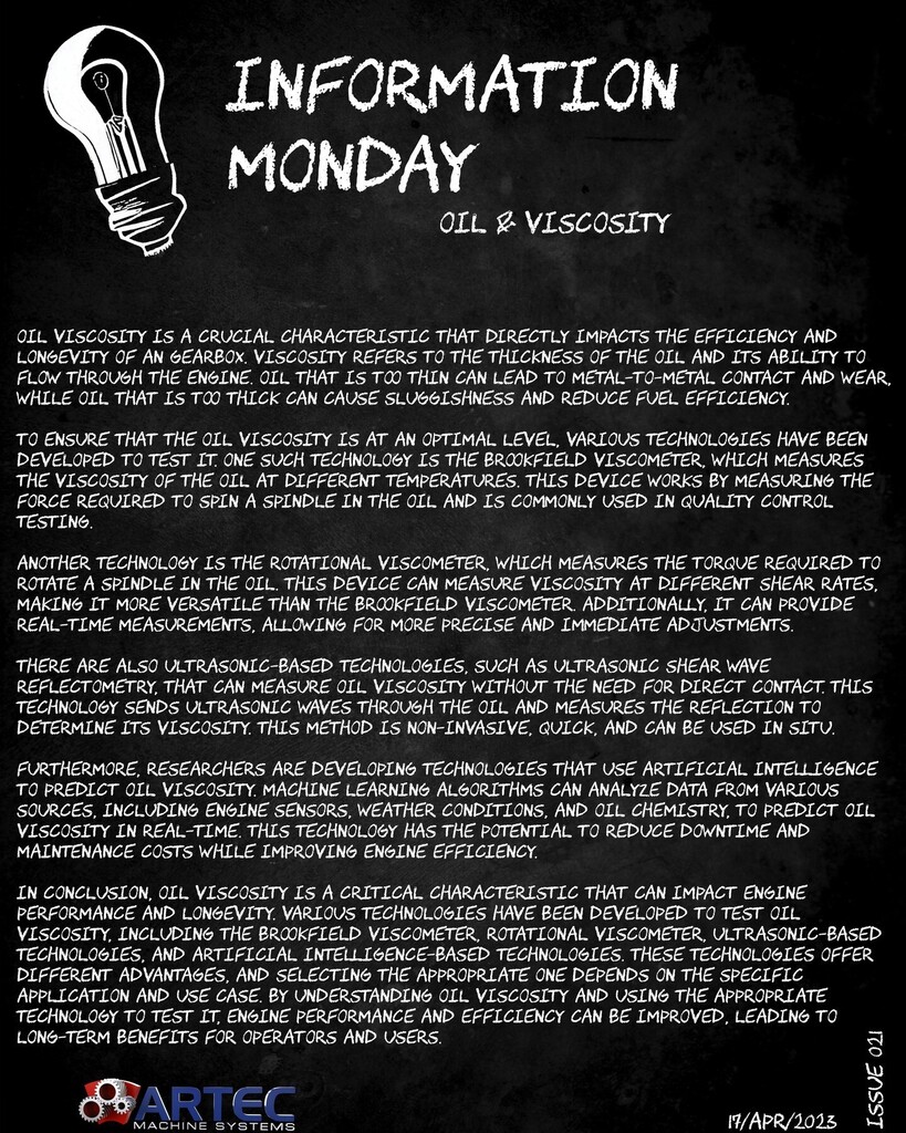 Happy #InformationMonday, everyone! Today, we're talking about the #oils & #viscosity Issue -21
#oilviscosity #enginemaintenance #oiltesting #automotivetechnology #mechaniclife #machinelearning #AIforengines #ultrasonictechnology #realtimeanalysis #precisionmaintenance
Follo…