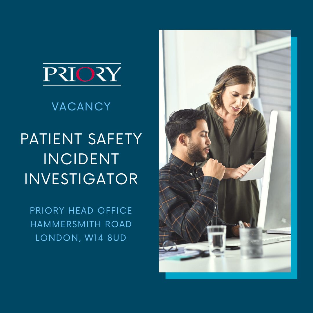 Priory is currently looking for a Patient Safety Incident Investigator. If you have experience working within a complex organisation managing serious safety incidents, we'd love to hear from you. Learn more at bit.ly/41zpaJ6

#PatientSafety #Safeguarding #London