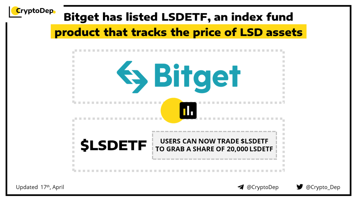 Crypto_Dep's tweet photo. ⚡️ @Bitgetglobal has listed $LSDETF , an index fund product that tracks the price of #LSDFi assets
#LSDETF , an index fund product that tracks the price trends of popular assets in the liquid staking derivatives segment, was listed on the #Bitget exchange, on April 12th.
👉 https://t.co/mQfCqeq5Uk