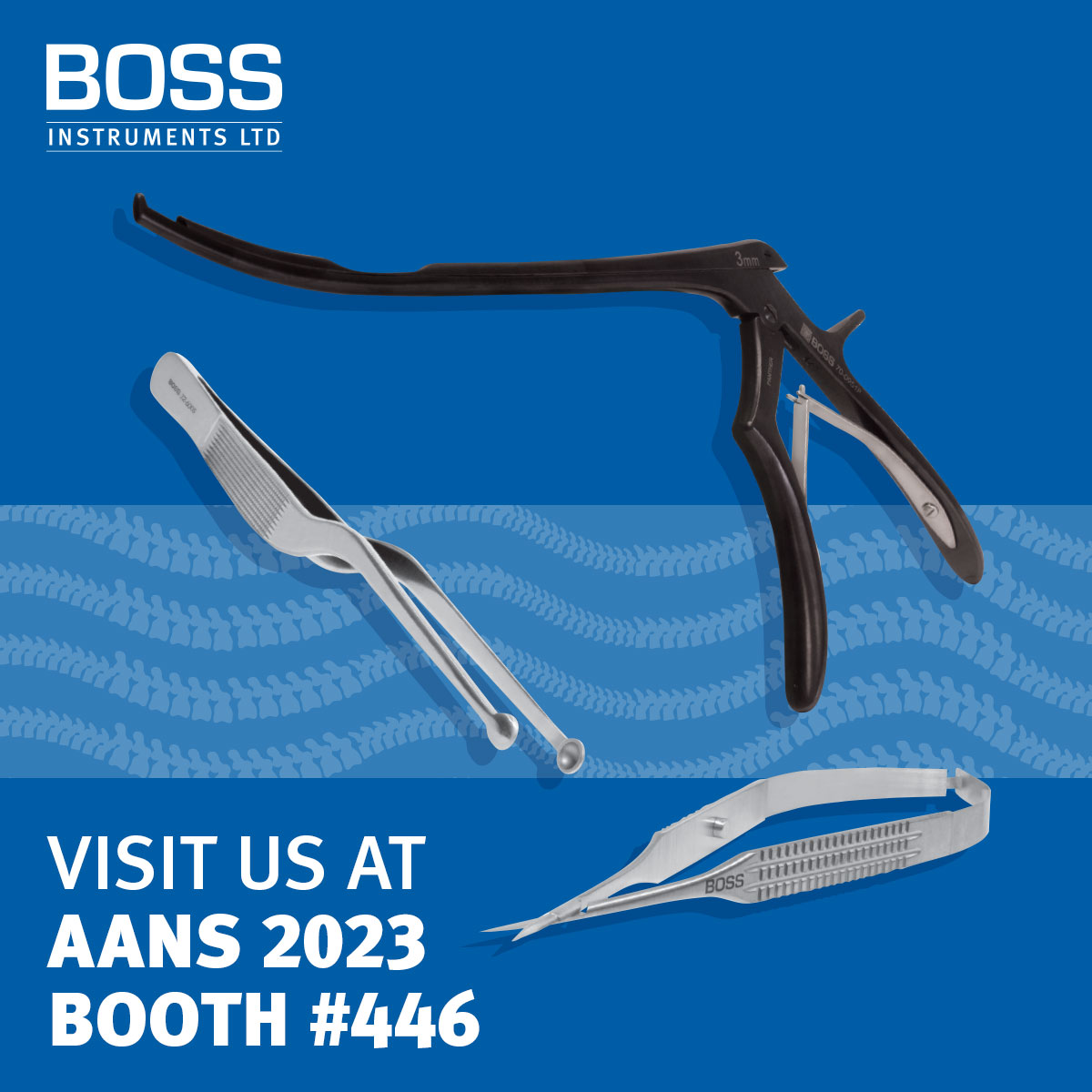 Visit BOSS in Los Angeles at #AANS2023, booth 446. View our instruments and retractor systems and see what we have to offer! Get on our list: bossinstruments.com/aans2023