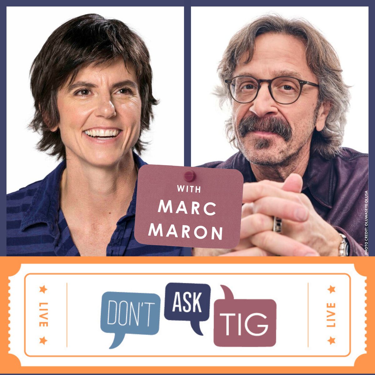 One week left to get your ticket! Join @TigNotaro and very special guest @marcmaron (@WTFpod) for a live virtual event on Monday 4/24 at 9pm ET / 6pm PT. We can’t promise good advice, but we can promise a good time — and a few special surprises! Tickets: support.americanpublicmedia.org/dontasktig-eve…