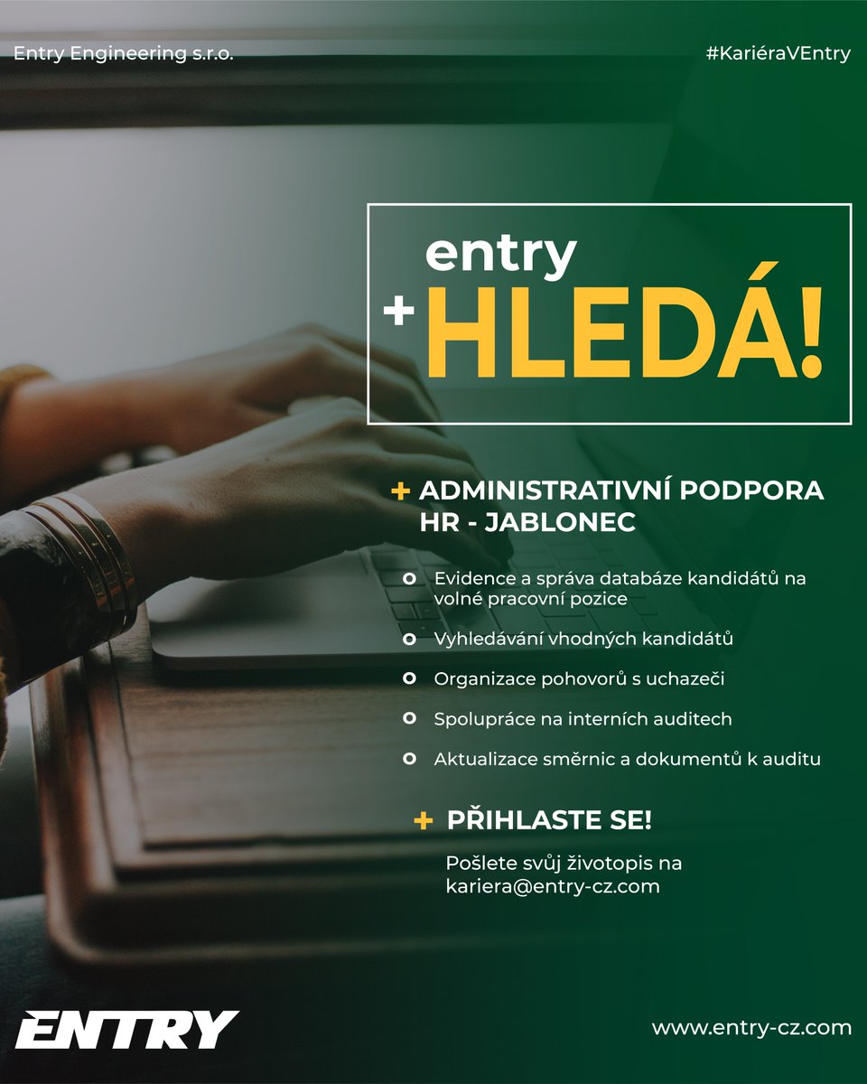 EntryTechNews's tweet photo. Hledáme posilu do HR oddělení! 🙋♀️
Do naší jablonecké pobočky hledáme nového kolegu/kolegyni! Jste pečliví a komunikativní? Máte znalosti v administrativě? Neváhejte a ozvěte se! ☎️
👉 https://t.co/7dzAknCq9U
Máte zájem o tuto pozici? Pošlete nám svoje CV! 📩
#EntryEngineering https://t.co/VpDrxBD8qx