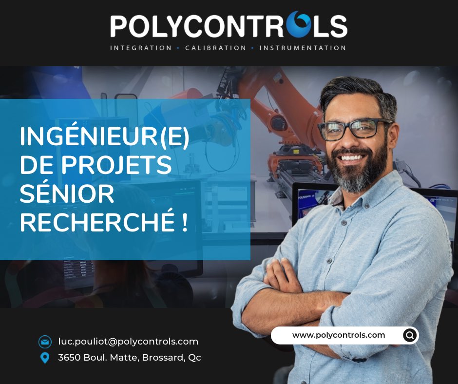 OFFRE D’EMPLOI | Ingénieur(e) de projets sénior 🔎  

Polycontrols est présentement à la recherche d’un(e) ingénieur(e) de projets sénior afin de compléter son équipe multidisciplinaire 🙌🏼 

 📲 Pour plus d’infos concernant le poste : polycontrols.com/fr/a-propos/em…