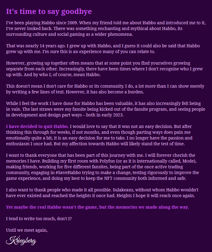 It's time to say goodbye