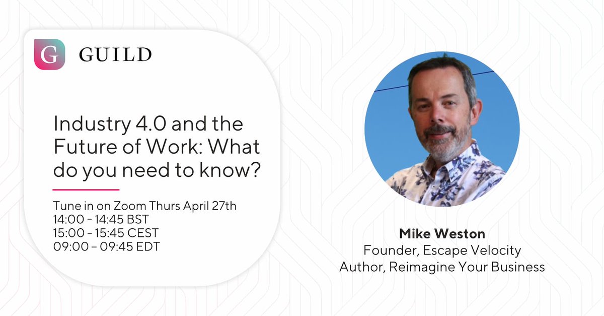 Intrigued by Industry 4.0? Join our free webinar with @mikeweston_uk on the risks and practical applications + what skills we need to thrive in the new ways of working #Industry40 #FutureOfWork us02web.zoom.us/webinar/regist…